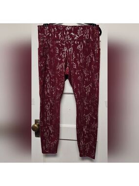 Avia Burgundy and Silver Patterned Leggings